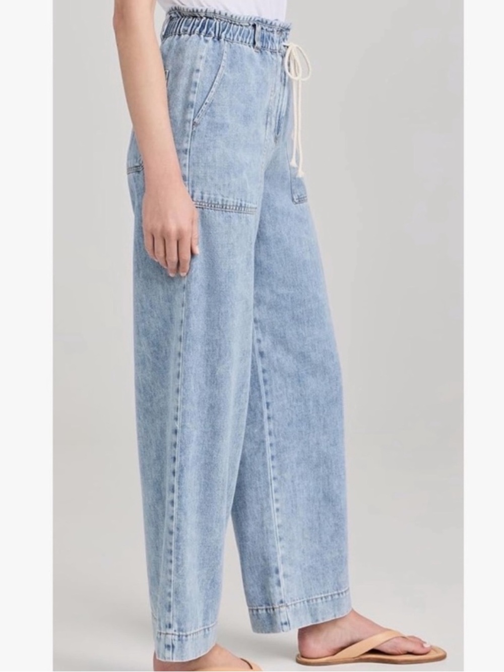 NEW RAILS High Rise Wide Leg Drawstring Denim Trousers Pants Jeans Look.  Size M - Picture 2 of 13